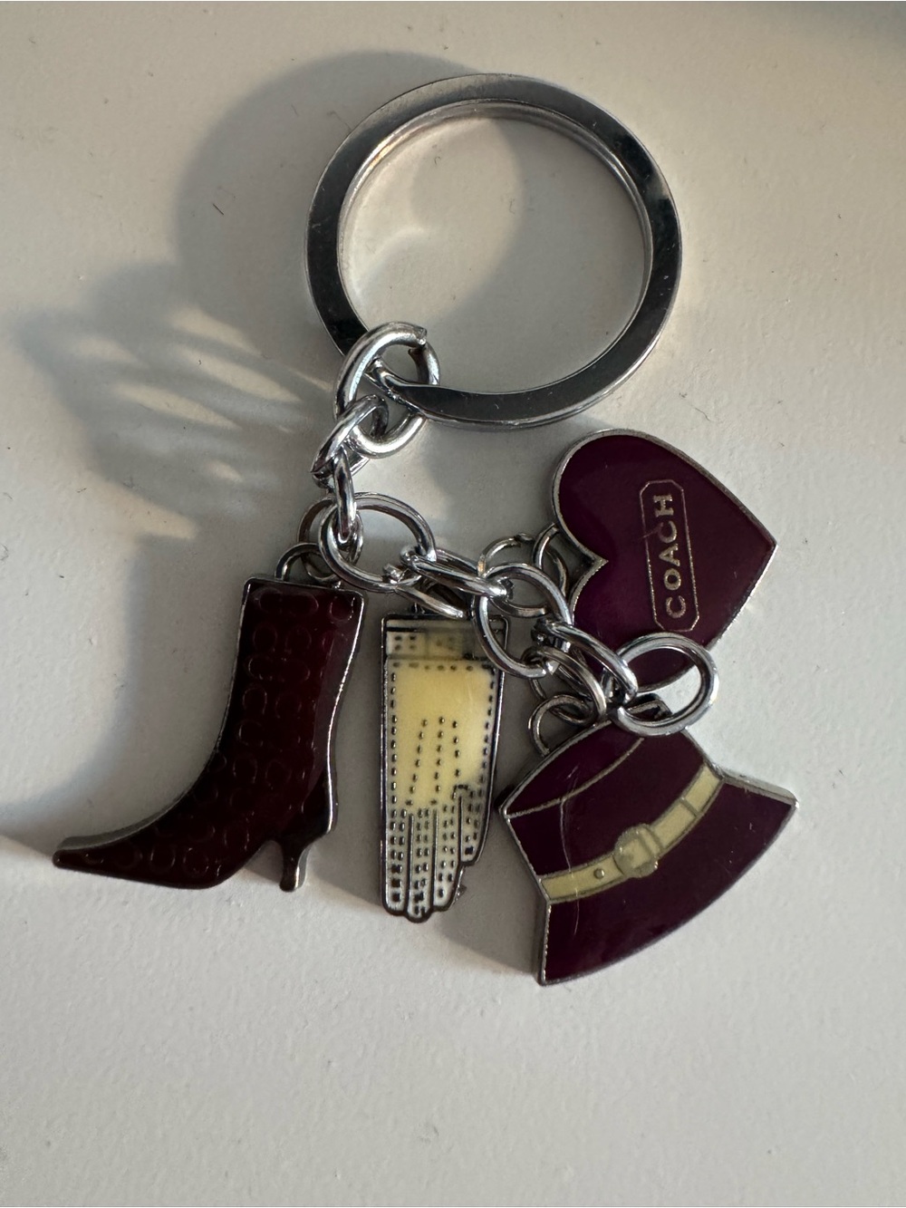 Coach Y2K Purple Keyring Charm Keychain with Silver Hardware